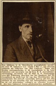104651 Portret van W.G. Galesloot Czn. (1880-1945), die 25 jaar redacteur is bij het dagblad Het Centrum.